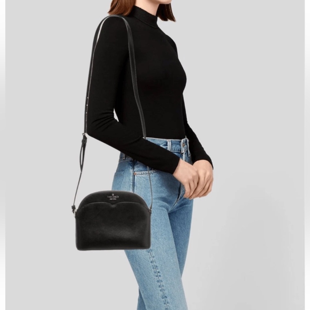 Kate Spade Payton Dome Crossbody, Black Saffiano Leather - Picture 2 of 14